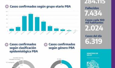La provincia de Buenos Aires suma 6.319 casos y supera los 355.000 contagios